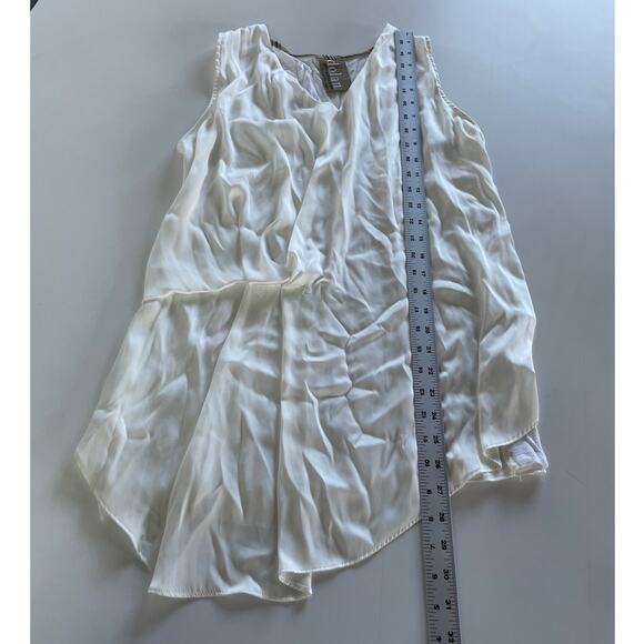 Dolan Top Womens Small White Satin V Neck Gathered Asymmetrical Anthropologie - Picture 9 of 12